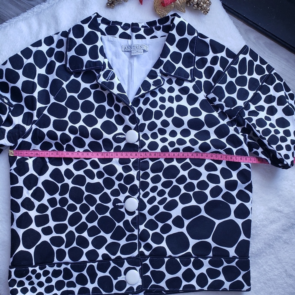ANN TRINITY 3/4 sleeve sz M jacket  polka dots - Picture 3 of 7